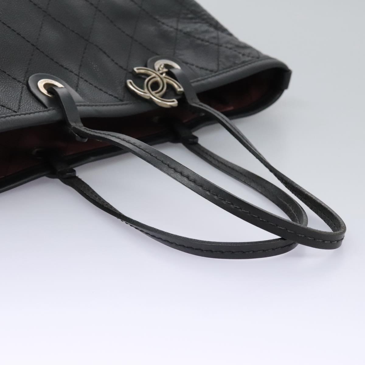 Chanel Fever Tote Quilted Caviar, BLACK, LEATHER, Tote bag