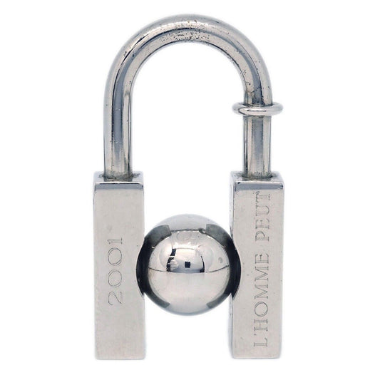 Hermes LHomme Peut Embellir La Terre Cadena Lock Charm Metal, SILVER, SILVER_PLATED, Charms and Keychains