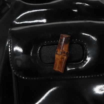 Gucci Vintage Bamboo Backpack Patent, BLACK, PATENT_LEATHER, Backpack