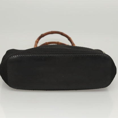 Gucci Vintage Bamboo Handle Tote Canvas, BLACK, CANVAS, Tote bag