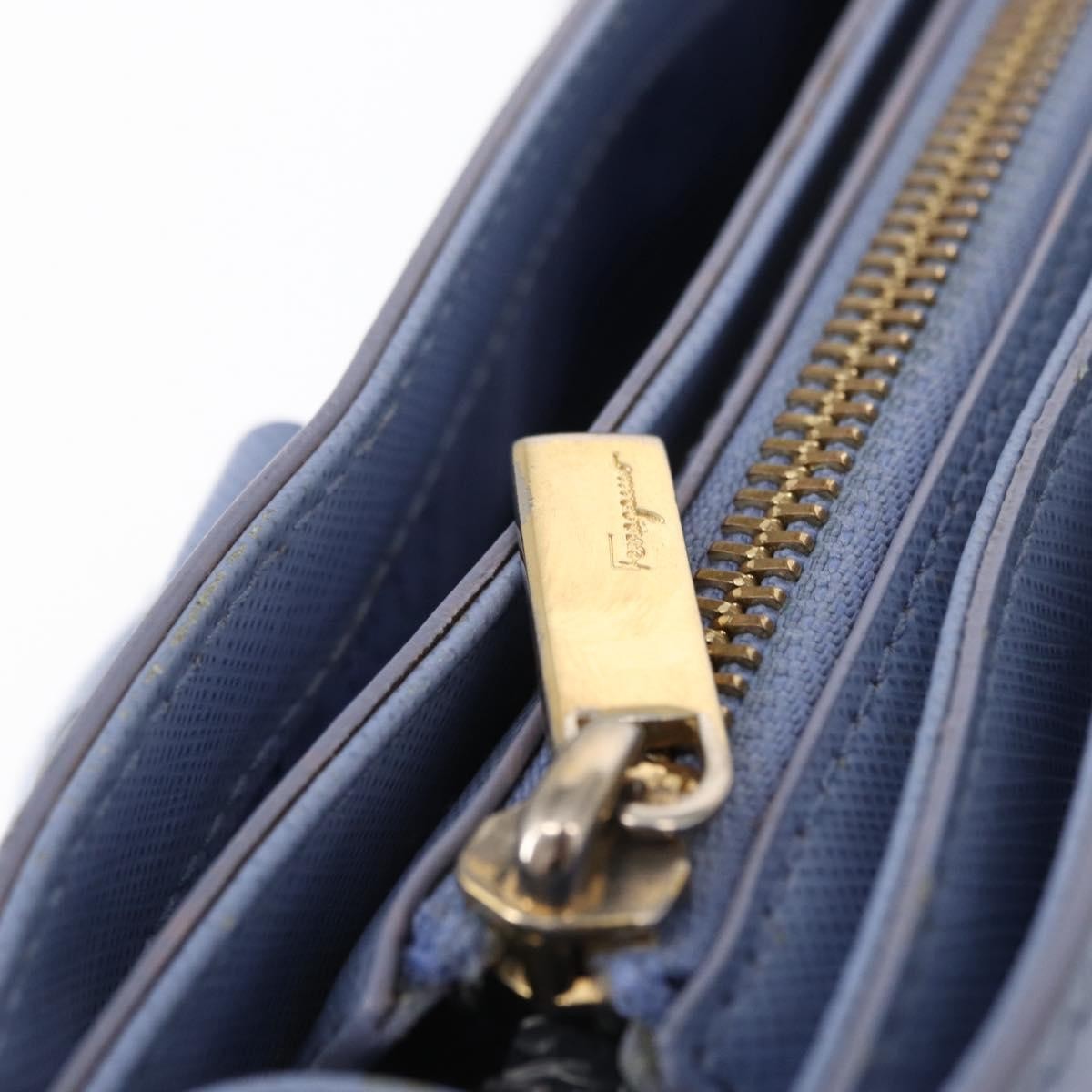 Salvatore Ferragamo Gancini Tote Leather, BLUE, LEATHER, Tote bag