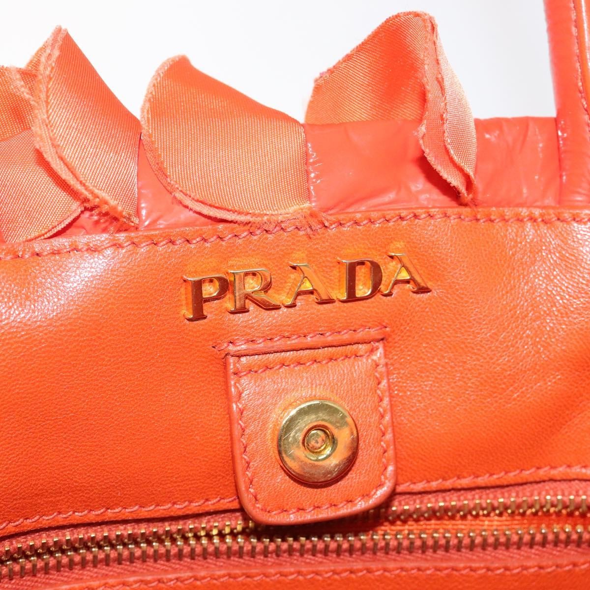 Prada Open Tote Ruffled Tessuto, ORANGE, NYLON, Handbag
