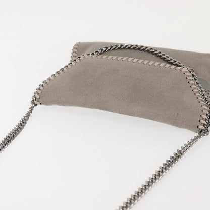 Stella McCartney Falabella Fold Over Flap Crossbody Bag Shaggy Deer, GRAY, SUEDE, Crossbody bag