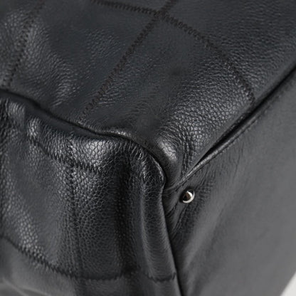 Chanel Square Stitch Shoulder Bag Quilted Caviar, BLACK, LEATHER, Shoulder bag