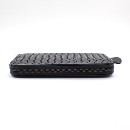 Bottega Veneta Intrecciato Long Zip  Wallet Leather, Black, Leather, Wallet