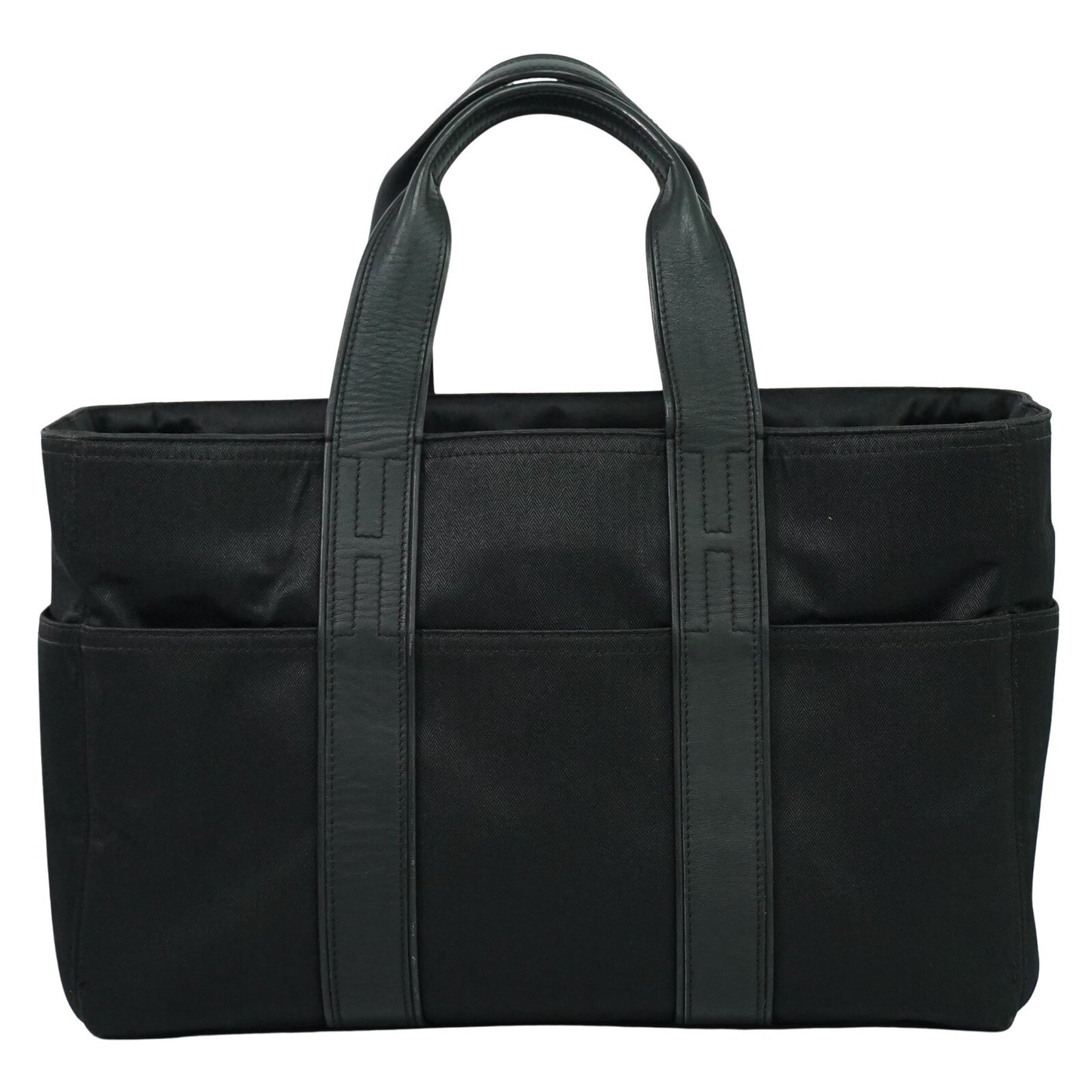 Hermes Acapulco Tote Toile and Leather, BLACK, CANVAS, Tote bag