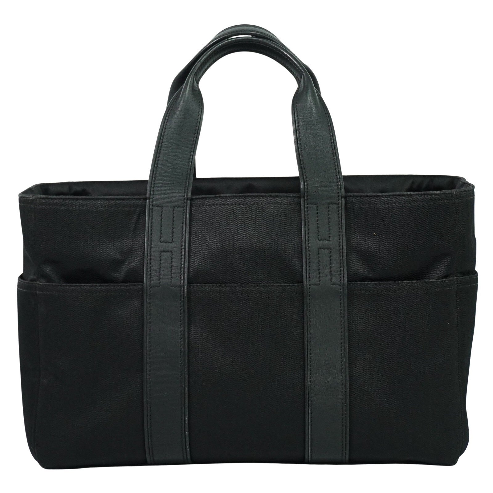 Hermes Acapulco Tote Toile and Leather, BLACK, CANVAS, Tote bag