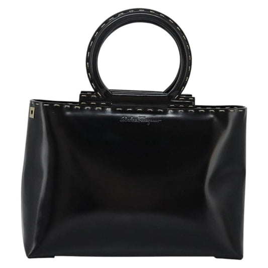 Salvatore Ferragamo Gancini handbag Patent leather, BLACK, PATENT_LEATHER, Handbag