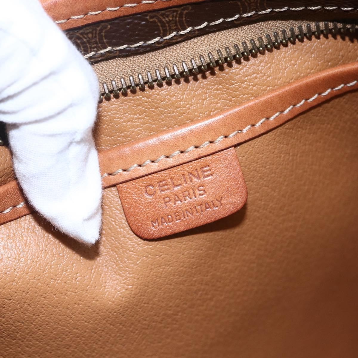 Celine Macadam Pochette Canvas, Brown, Canvas, Clutch