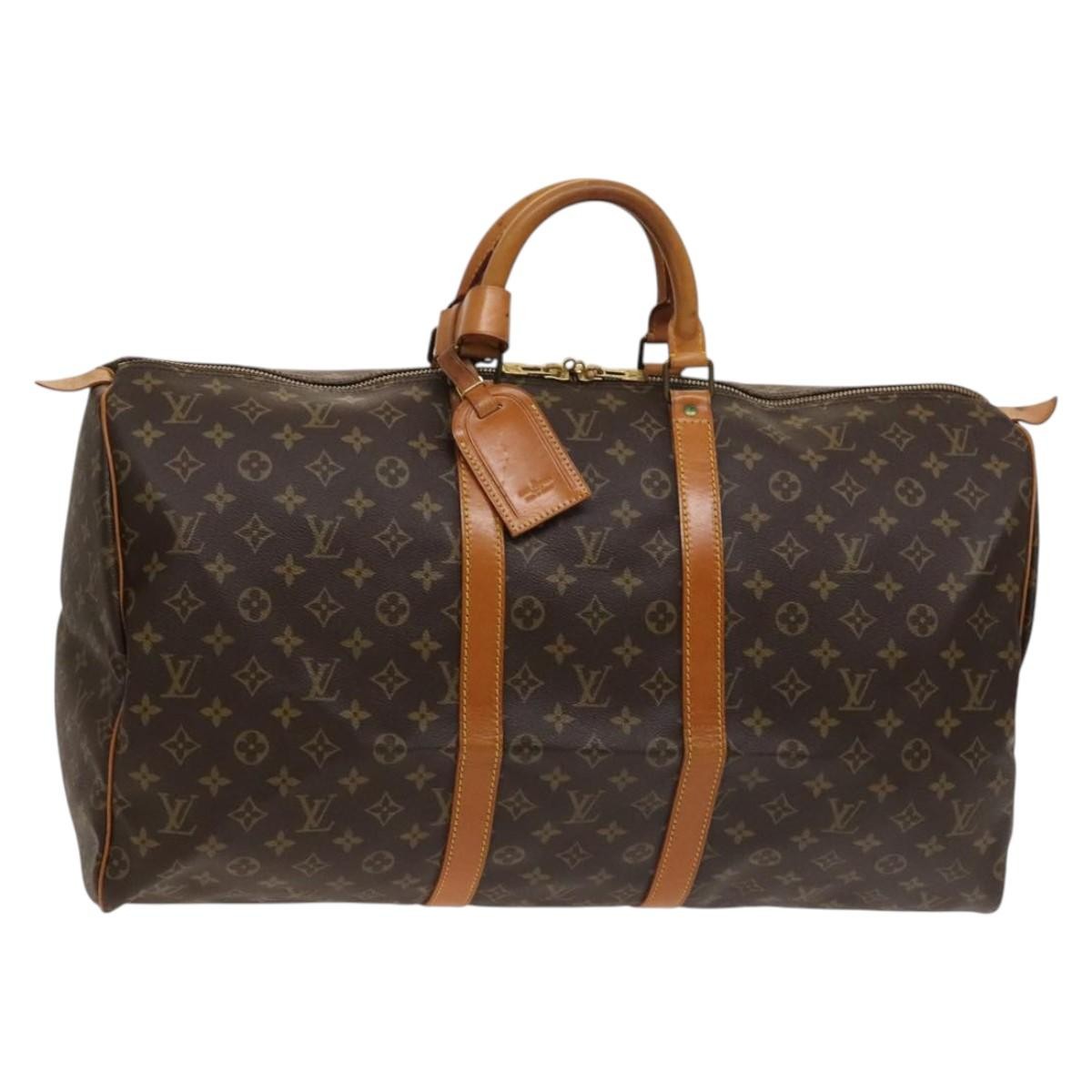 Louis Vuitton Keepall Bag Monogram Canvas, BROWN, CANVAS, Travel bag