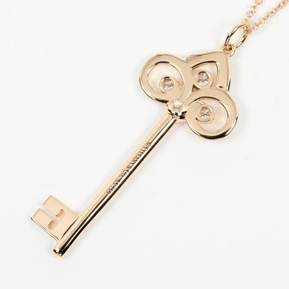Tiffany & Co. Fleur de Lis Key Pendant Necklace 18K Pink gold and Diamonds, GOLD, PINK_GOLD, Necklace