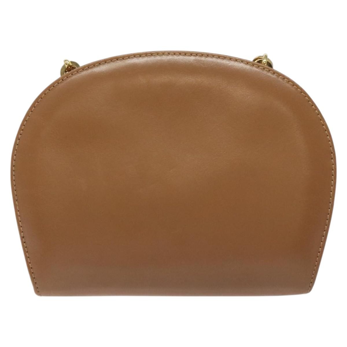 Salvatore Ferragamo Vintage Gancini Chain Shoulder Bag Leather, BROWN, LEATHER, Shoulder bag