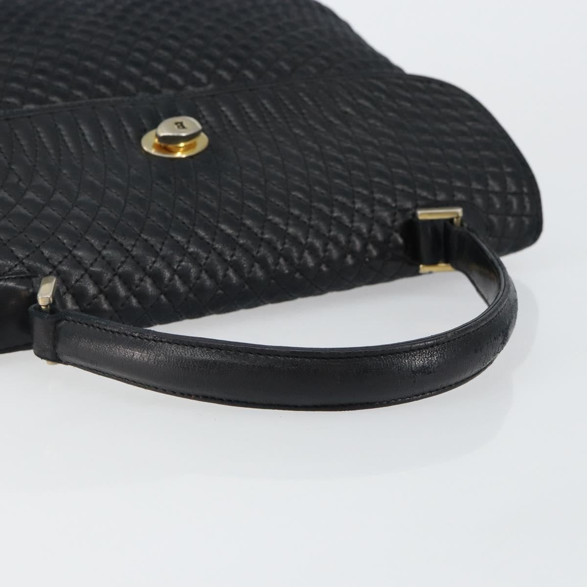 Bally Vintage Handbag Quilted Leather, BLACK, LEATHER, Handbag