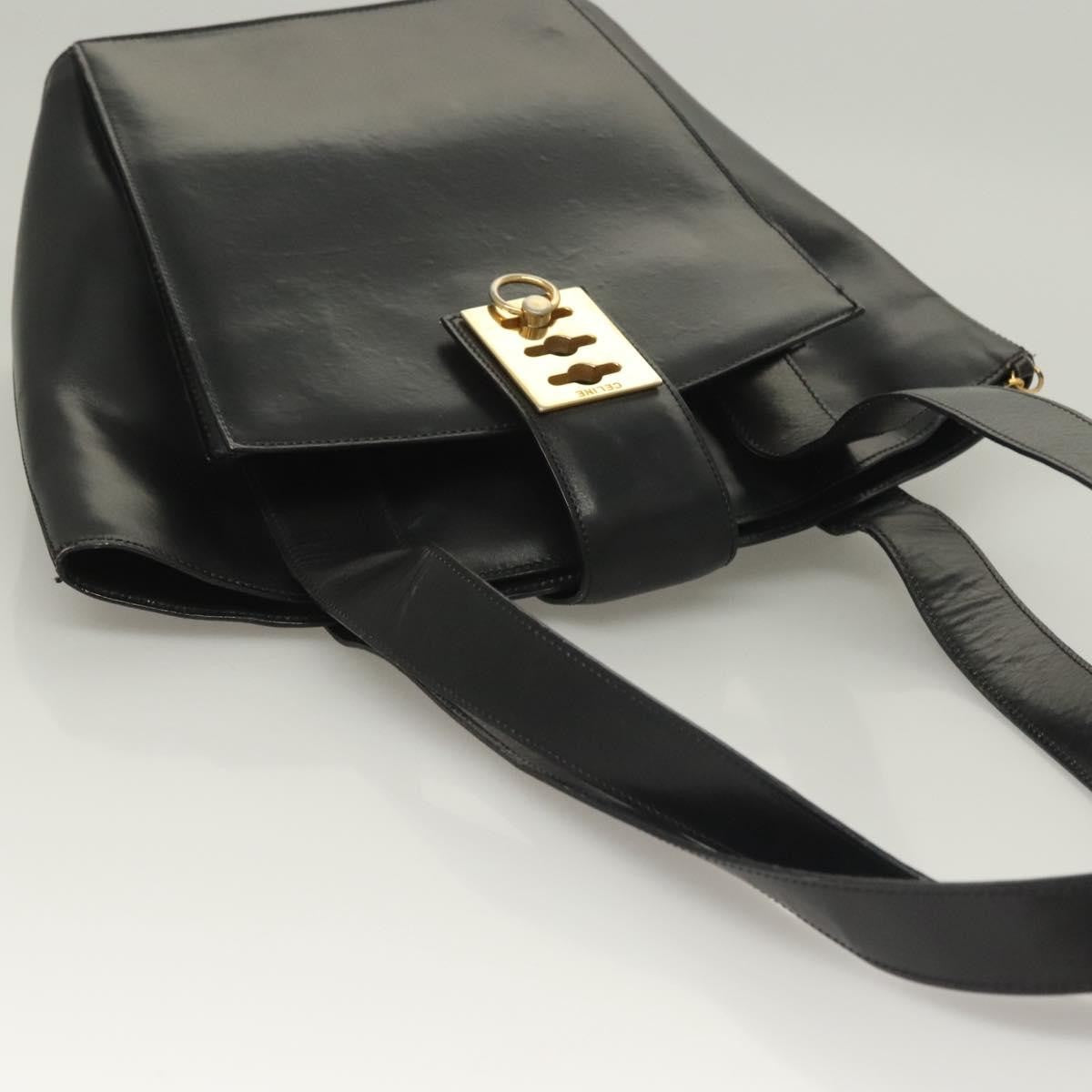 Celine Shoulder Bag Leather, BLACK, LEATHER, Shoulder bag