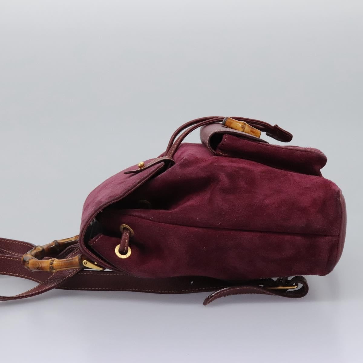 Gucci Vintage Bamboo Backpack Suede, PURPLE, SUEDE, Backpack