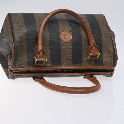 Fendi Vintage Pequin Boston Bag Coated Canvas, BROWN, CANVAS, Handbag