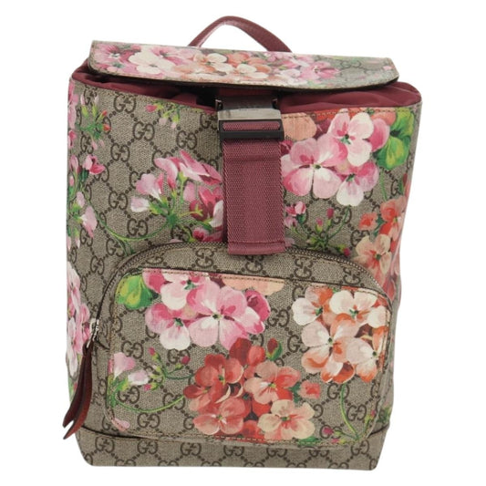 Gucci Buckle Backpack Blooms Print GG Coated Canvas, BEIGE, CANVAS, Backpack