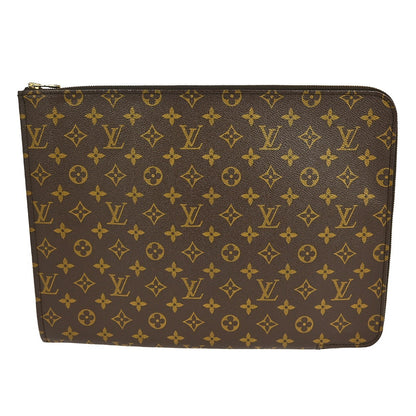 Louis Vuitton Poche Documents Monogram Canvas, BROWN, CANVAS, Clutche & pouche