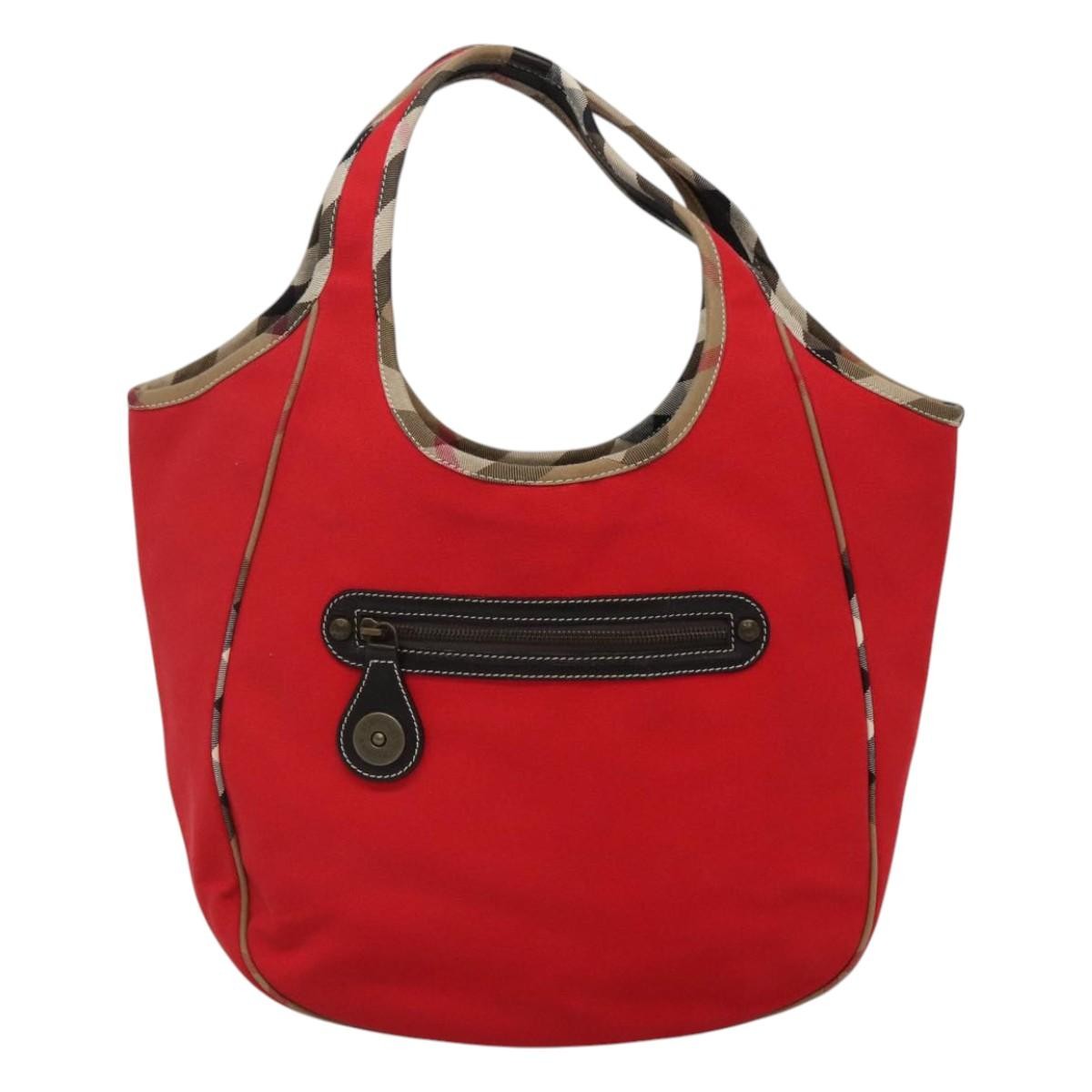 Burberry Shoulder Bag Nova Check Canvas, RED, CANVAS, Shoulder bag