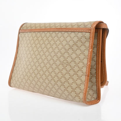 Celine Macadam Shoulder Bag Leather, BROWN, LEATHER, Shoulder bag