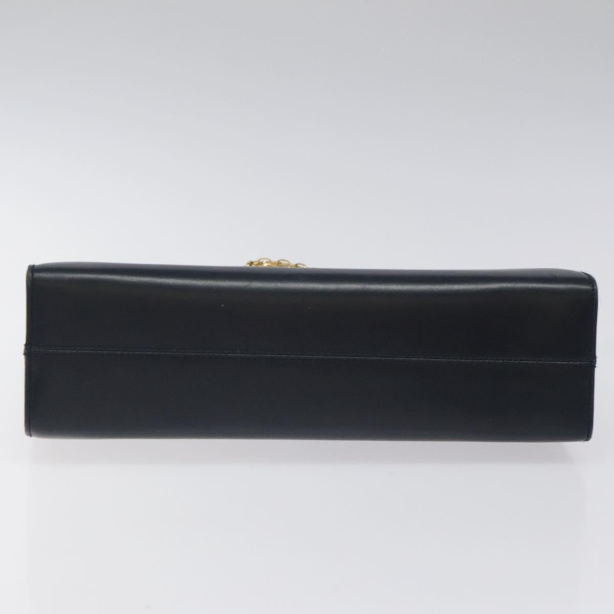 Salvatore Ferragamo Vintage Gancini Chain Shoulder Bag Leather, NAVY, LEATHER, Shoulder bag