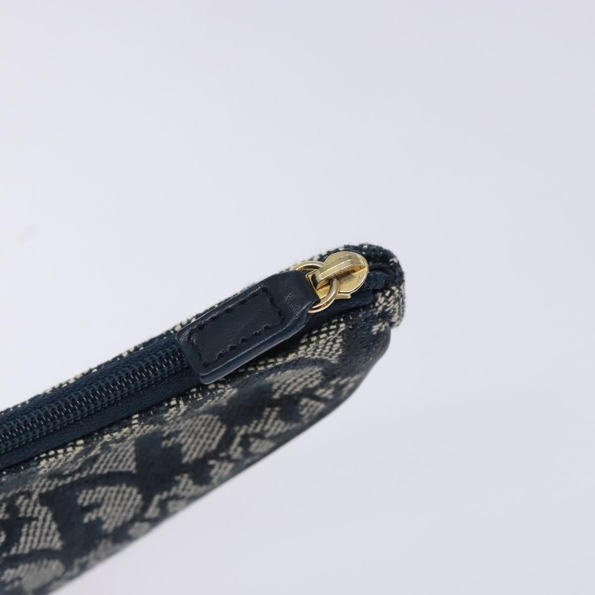 Christian Dior Vintage Saddle Zip Coin Purse Diorissimo Canvas, NAVY, CANVAS, Clutche & pouche