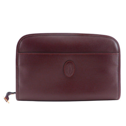 cartier Vintage must de Cartier Leather, BURGUNDY, LEATHER, Clutche & pouche