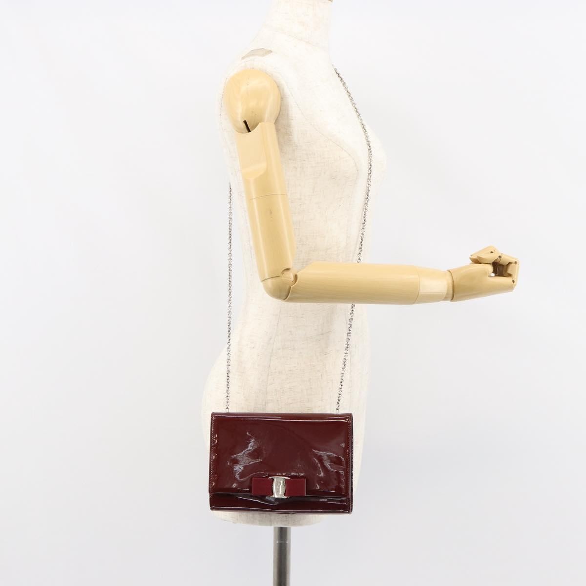 Salvatore Ferragamo Vala Chain Shoulder bag Patent leather, RED, PATENT_LEATHER, Shoulder bag