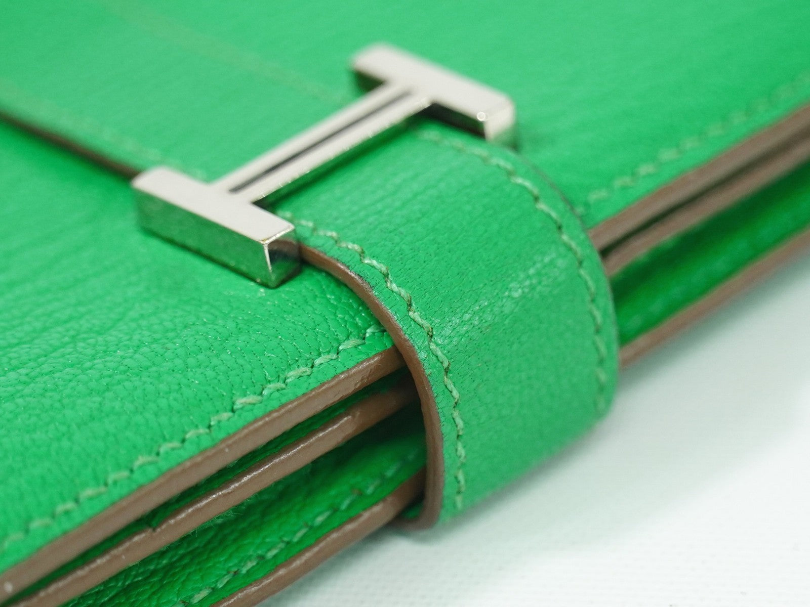 Hermes Bearn Wallet Chevre Mysore, GREEN, LEATHER, Wallets
