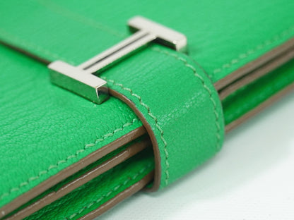Hermes Bearn Wallet Chevre Mysore, GREEN, LEATHER, Wallets