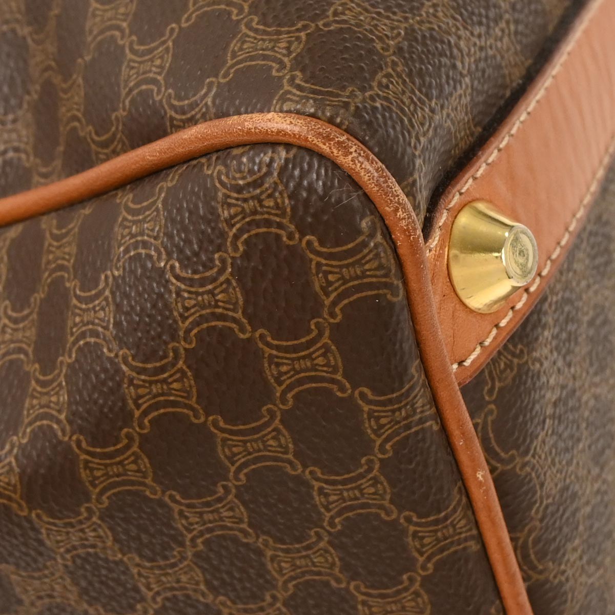 Celine Macadam Handbag Macadam with leather, BROWN, CANVAS, Handbag