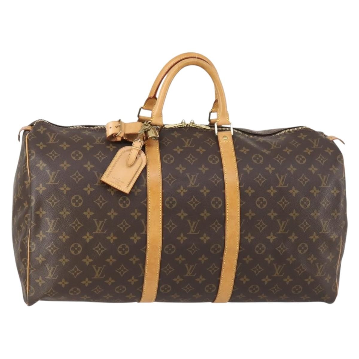 Louis Vuitton Keepall Bag Monogram Canvas, BROWN, CANVAS, Travel bag