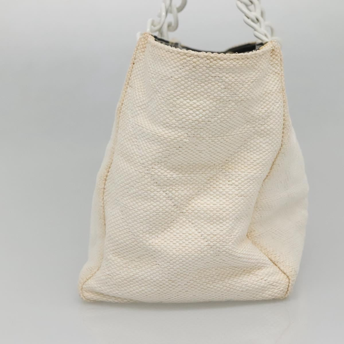 Chanel CC Resin Chain Tote Quilted Raffia, WHITE, WOOD, Tote bag