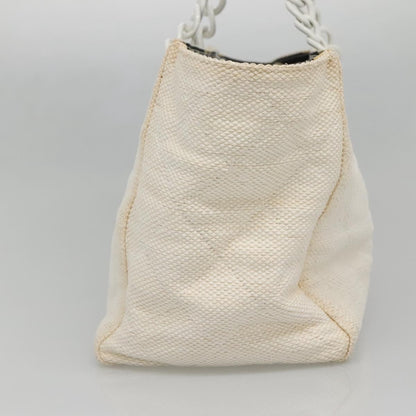Chanel CC Resin Chain Tote Quilted Raffia, WHITE, WOOD, Tote bag