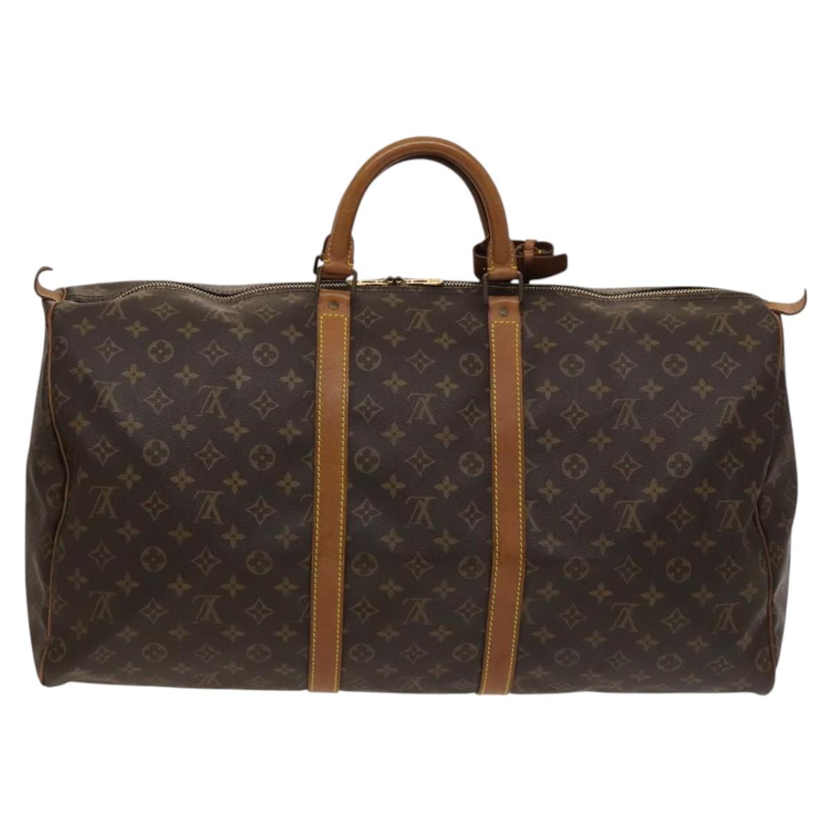 Louis Vuitton Keepall Bag Monogram Canvas, BROWN, CANVAS, Travel bag