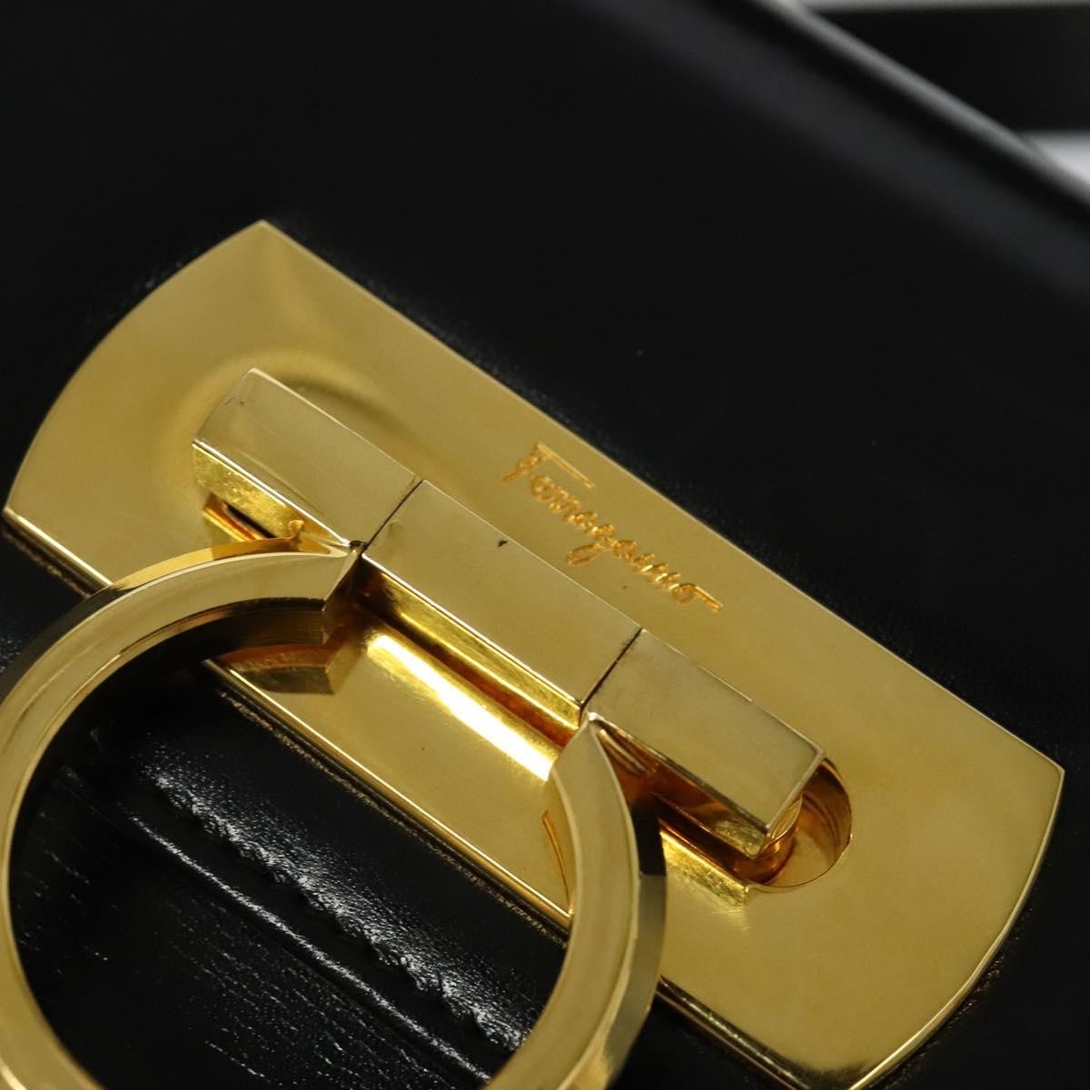 Salvatore Ferragamo Gancini Convertible Top Handle Bag Leather, BLACK, LEATHER, Handbag