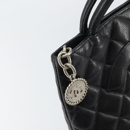 Chanel Medallion Tote Quilted Caviar, BLACK, LEATHER, Tote bag