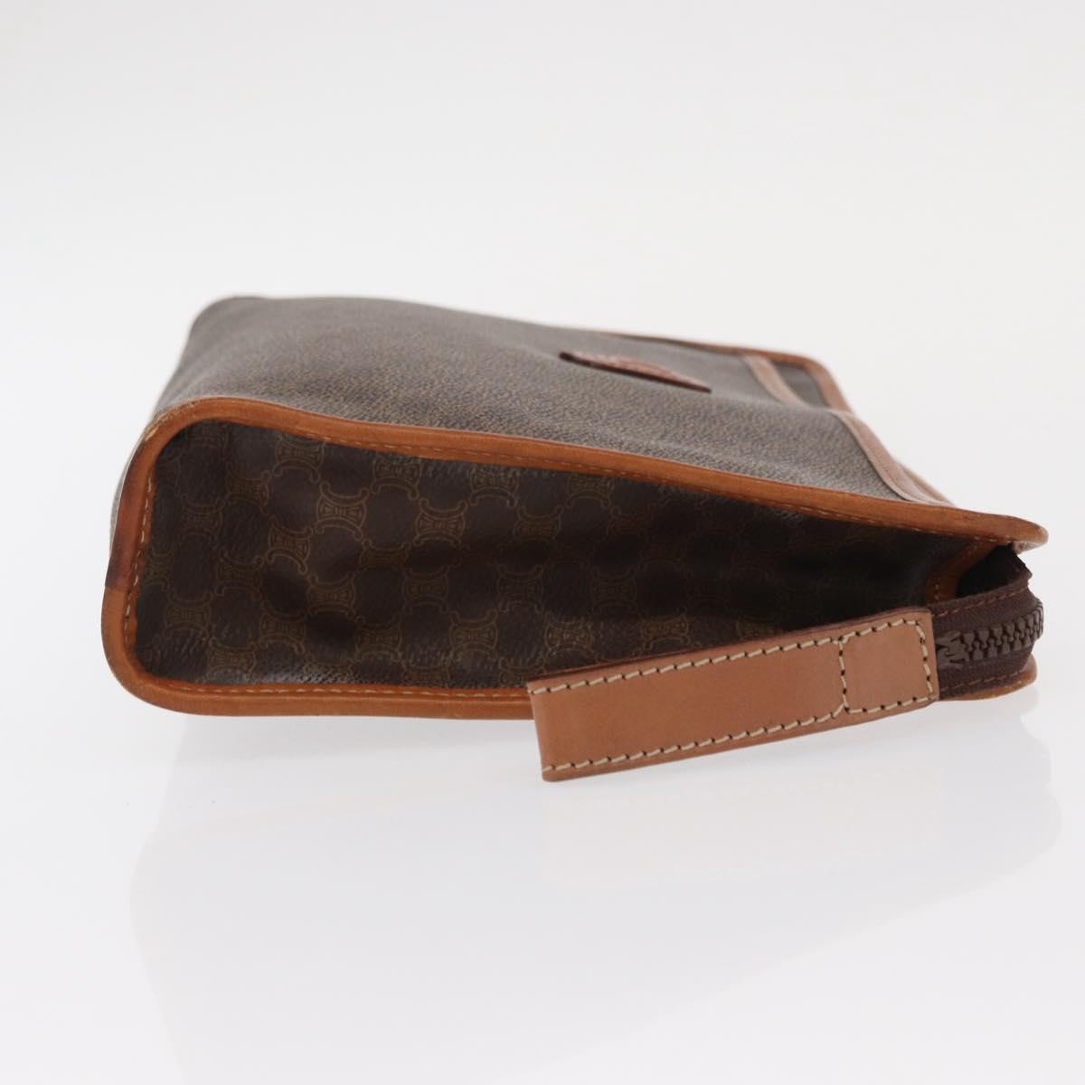 Celine Macadam Pochette Canvas and Leather, BROWN, CANVAS, Clutche & pouche