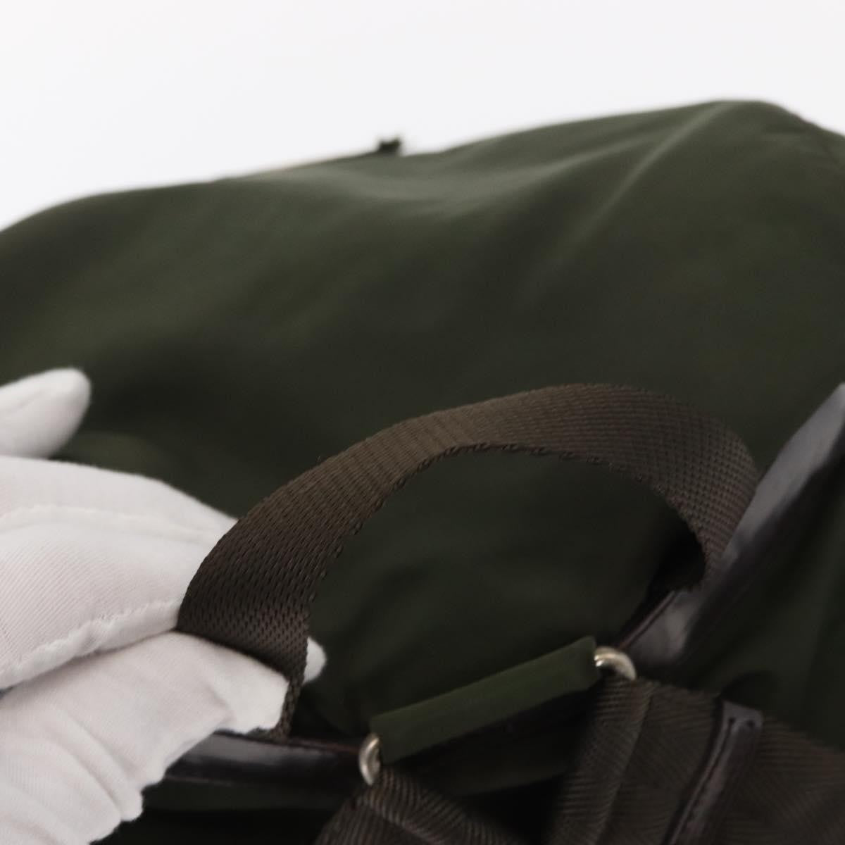 Prada Vela Double Front Pocket Backpack Tessuto with Saffiano Leather, KHAKI, NYLON, Backpack