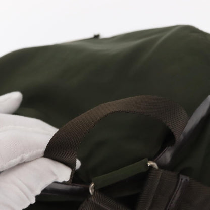 Prada Vela Double Front Pocket Backpack Tessuto with Saffiano Leather, KHAKI, NYLON, Backpack