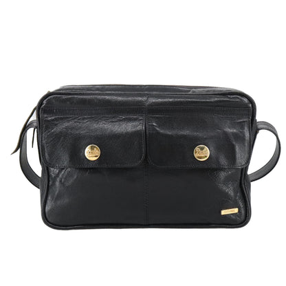Celine Shoulder Bag Leather, BLACK, LEATHER, Shoulder bag