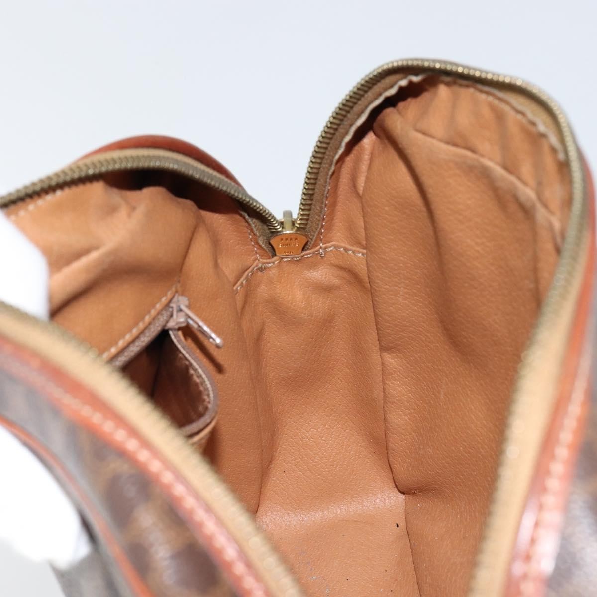 Celine Vintage Macadam Shoulder Bag Canvas and Leather, BROWN, CANVAS, Shoulder bag