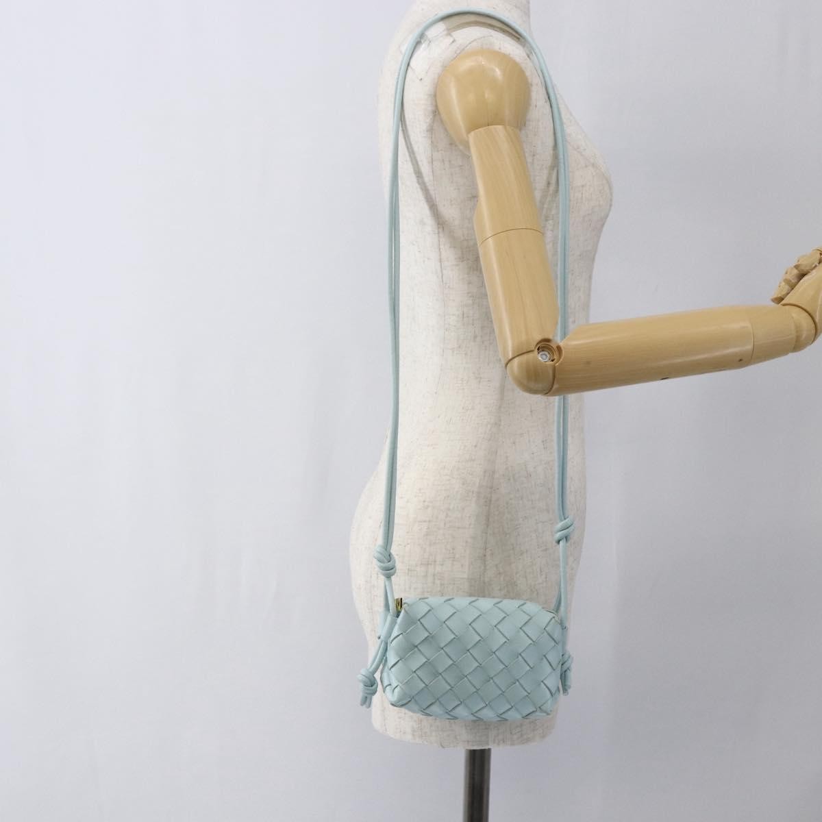 Bottega Veneta Loop Crossbody Bag Intrecciato Nappa, Blue, Leather, Shoulder Bag