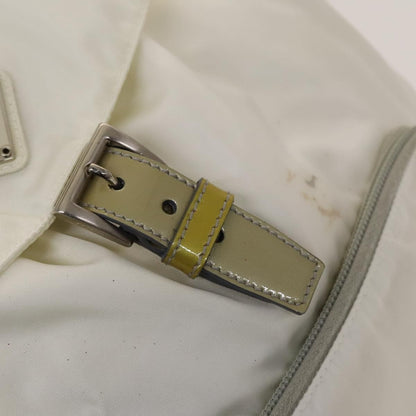 Prada Front Pocket Buckle Backpack Nylon, WHITE, NYLON, Backpack