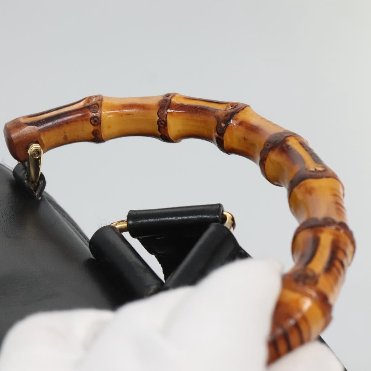 Gucci Vintage Bamboo Backpack Leather, BLACK, LEATHER, Backpack