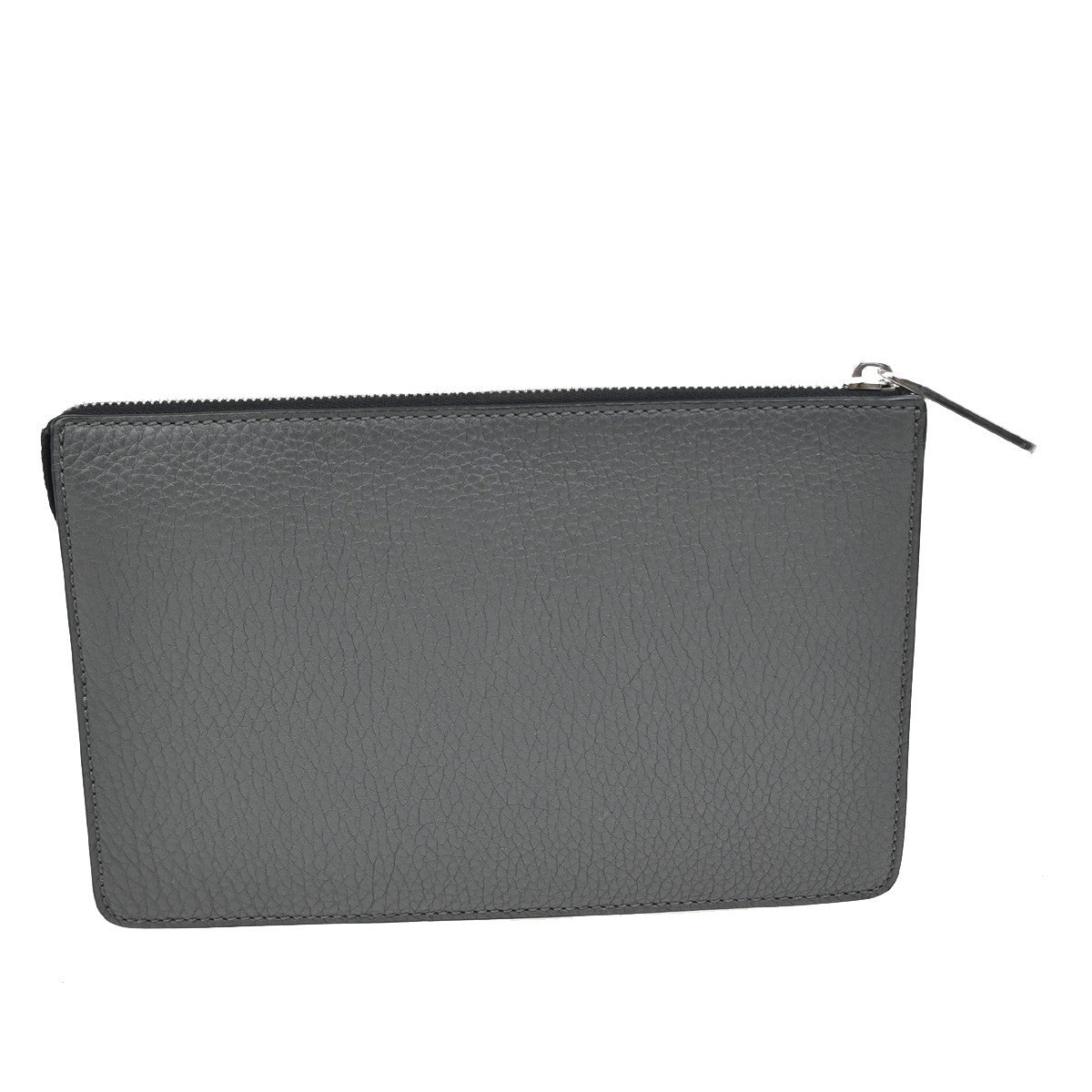 Fendi logo zip pouch FF Printed Leathear, GRAY, LEATHER, Clutche & pouche