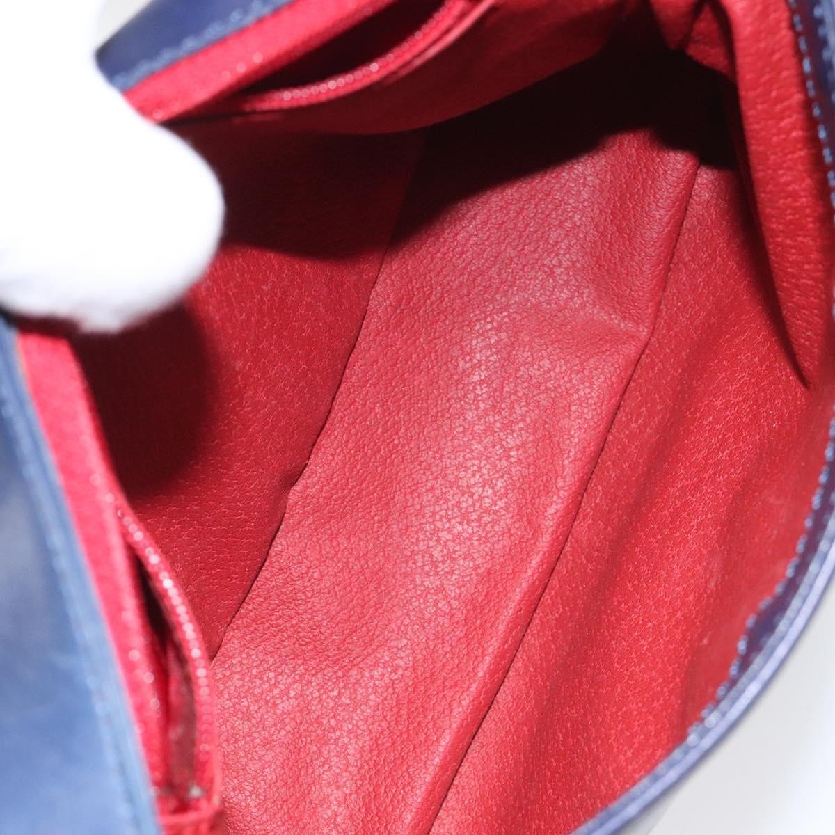 Celine Vintage Circle Logo Crossbody Bag Leather, BLUE, LEATHER, Crossbody bag