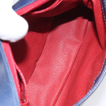 Celine Vintage Circle Logo Crossbody Bag Leather, BLUE, LEATHER, Crossbody bag