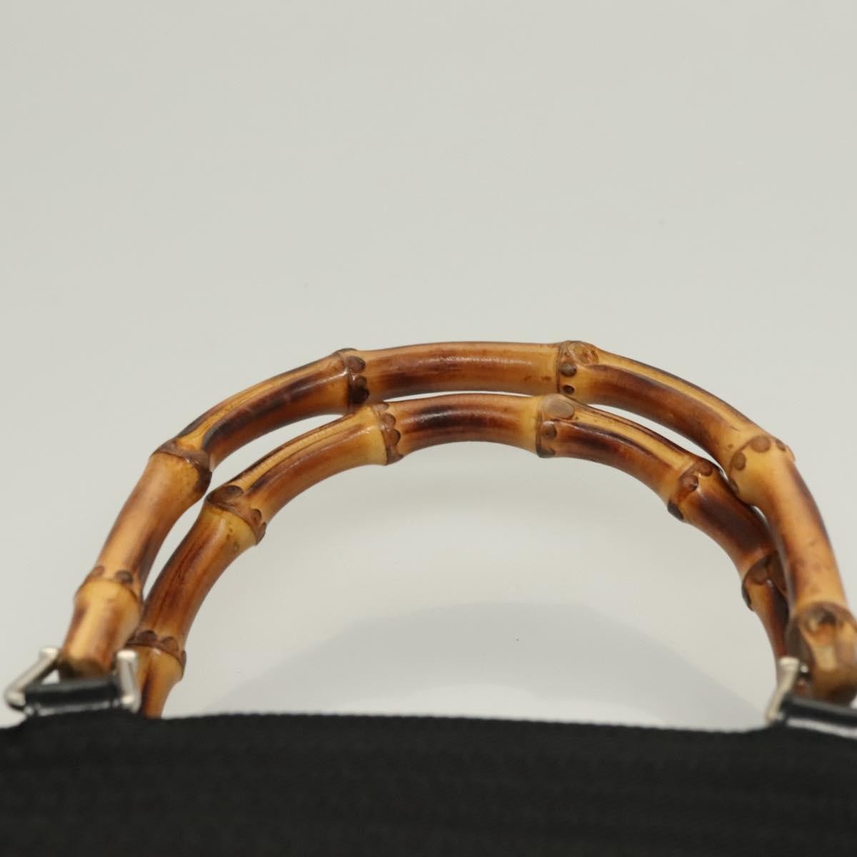 Gucci Vintage Bamboo Handle Bag Nylon, BLACK, NYLON, Handbag