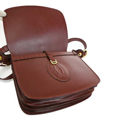 cartier Must de Cartier Shoulder Bag Leather, Burgundy, Leather, Shoulder Bag